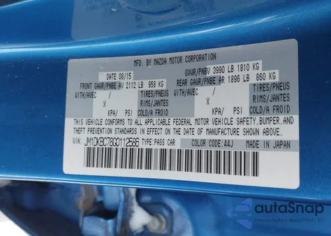 2016 Mazda Cx-3 Touring z USA, uszkodzony, nr VIN JM1DKBC78G0112586